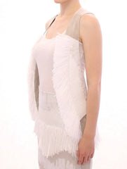 Arzu Kaprol White Lashes Open Back Vest Jacket - IT40|S - Vests