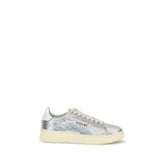 Autry Silver Calf Leather Bos Taurus Low Top Sneakers
