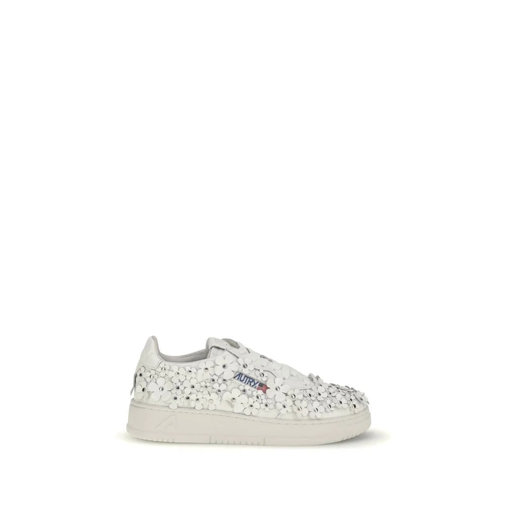 Autry White Calf Leather Bos Taurus Low Top Sneakers