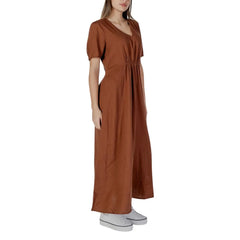 B.Young Brown Linen Long - Dresses