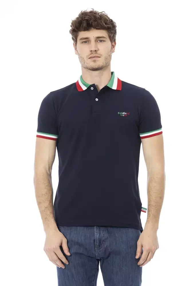 Baldinini Trend Blue Cotton Men Polo Shirt - Polos