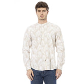 Baldinini Trend Cream Cotton Long Sleeve T-Shirt - S