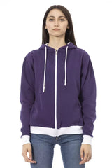 Baldinini Trend Purple Cotton Women Sweater with Adjustable Hood - Sweatshirts