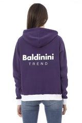 Baldinini Trend Purple Cotton Women Sweater with Adjustable Hood - Sweatshirts