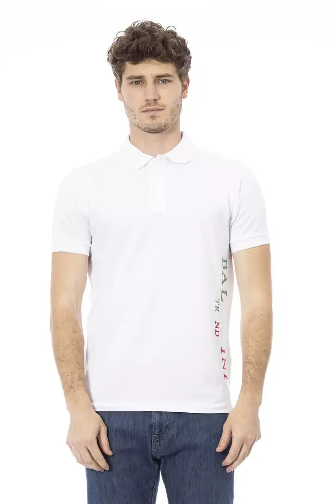 Baldinini Trend White Cotton Men Polo Shirt - Polos