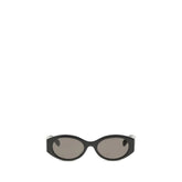 Front view of Balenciaga black acetate sunglasses featuring a sleek, oversized rectangular frame for a refined silhouette.