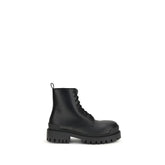 Balenciaga Black Calf Leather Bos Taurus Lace-Up Boots - EU40/US7