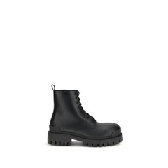 Balenciaga Black Calf Leather Bos Taurus Lace-Up Boots - EU42/US9