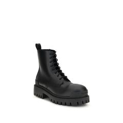 Balenciaga Black Calf Leather Bos Taurus Lace-Up Boots - EU42/US9