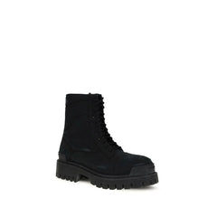 Balenciaga Black Calf Leather Bos Taurus Lace-Up Boots - EU45/US12