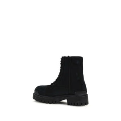 Balenciaga Black Calf Leather Bos Taurus Lace-Up Boots - EU45/US12