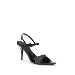 Balenciaga Schwarzes Kalbshaut Bos Taurus Pfennig Absatz Sandalen