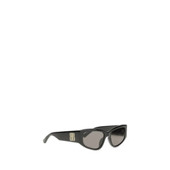 Seitenansicht der Balenciaga Bos Taurus Sonnenbrille, die ummantelte Bügel aus Leder und ein aerodynamisches Profil zeigt.