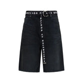 Balenciaga Black Cotton Bermuda Shorts