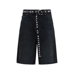 Balenciaga Black Cotton Bermuda Shorts
