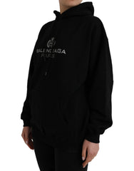 Balenciaga Black Cotton Logo Hooded Pullover Sweatshirt Sweater - XS - Hoodies