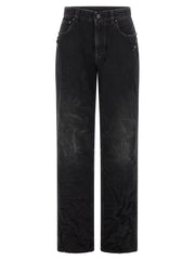 Balenciaga Black Cotton Straight-Leg Jeans