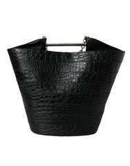 Balenciaga Black Exotic Skin Leather Maxi Bucket Tote Purse Bag - Bucket Bags