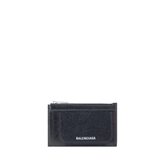 Balenciaga black lamb ovis aries leather wallet featuring a minimalist front design and refined matte finish.