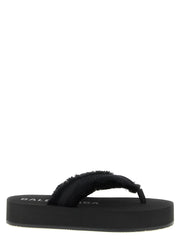 Balenciaga Black Viscose Slides