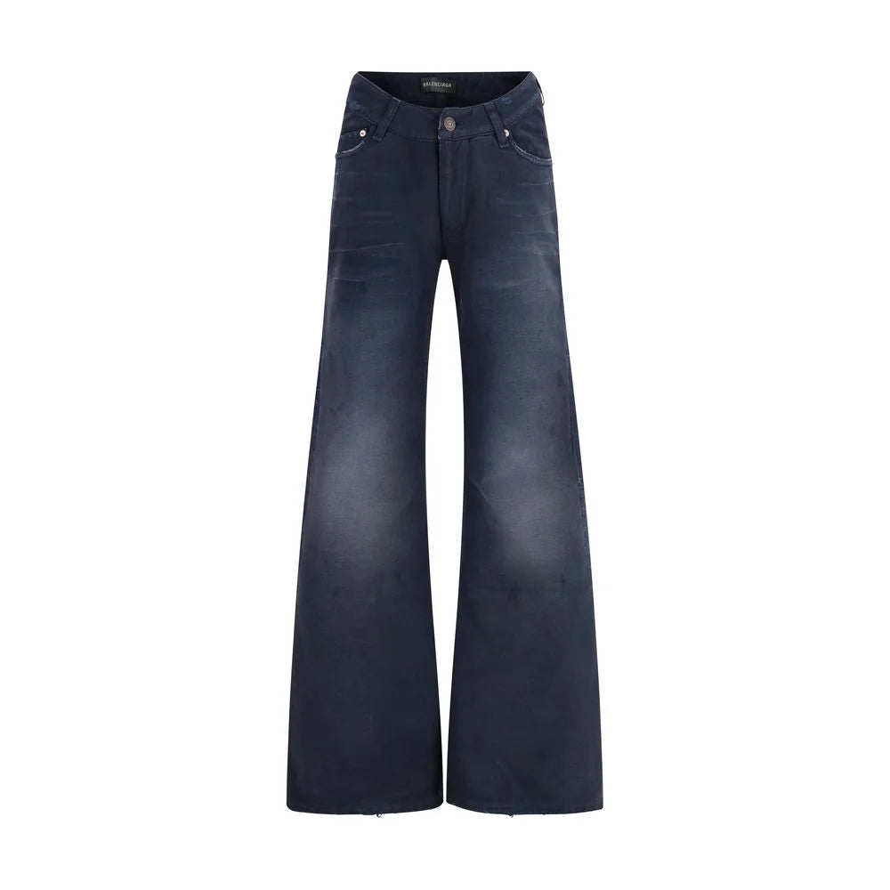 Balenciaga Blue Cotton Flared Jeans