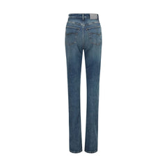 Balenciaga Blue Cotton High-Waisted Jean