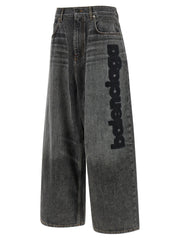 Balenciaga Gray Cotton Relaxed Fit Jeans - 26