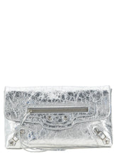Balenciaga Silver Lamb Leather Clutch Bag