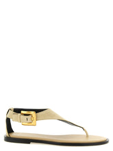 Balmain Beige Calfskin Flat Sandals - EU40/US10