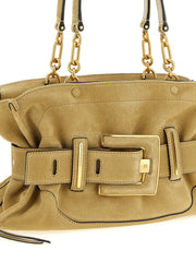 Balmain Beige Calfskin Shoulder Bag
