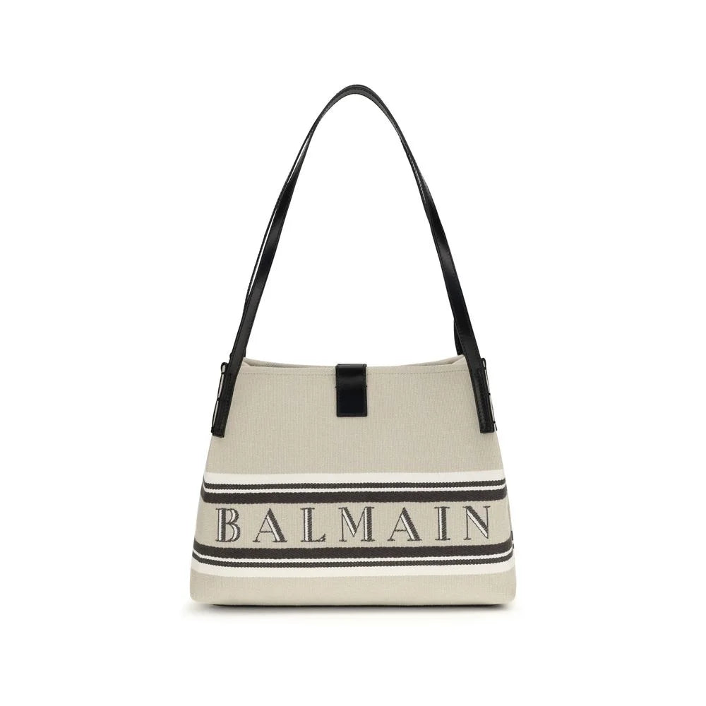 Balmain Beige Cotton Shoulder Bag