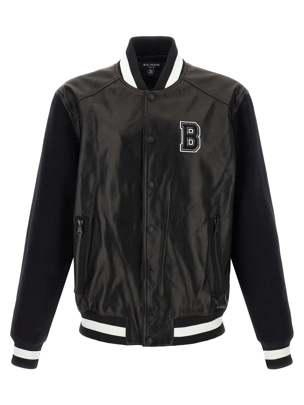 Balmain Bicolor Lamb Leather Leather Jacket