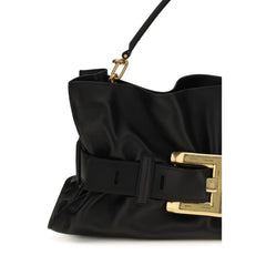 Bolsa de ombro Balmain em couro de bezerro preto Bos Taurus