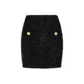 Balmain Black Cotton Mini Skirt