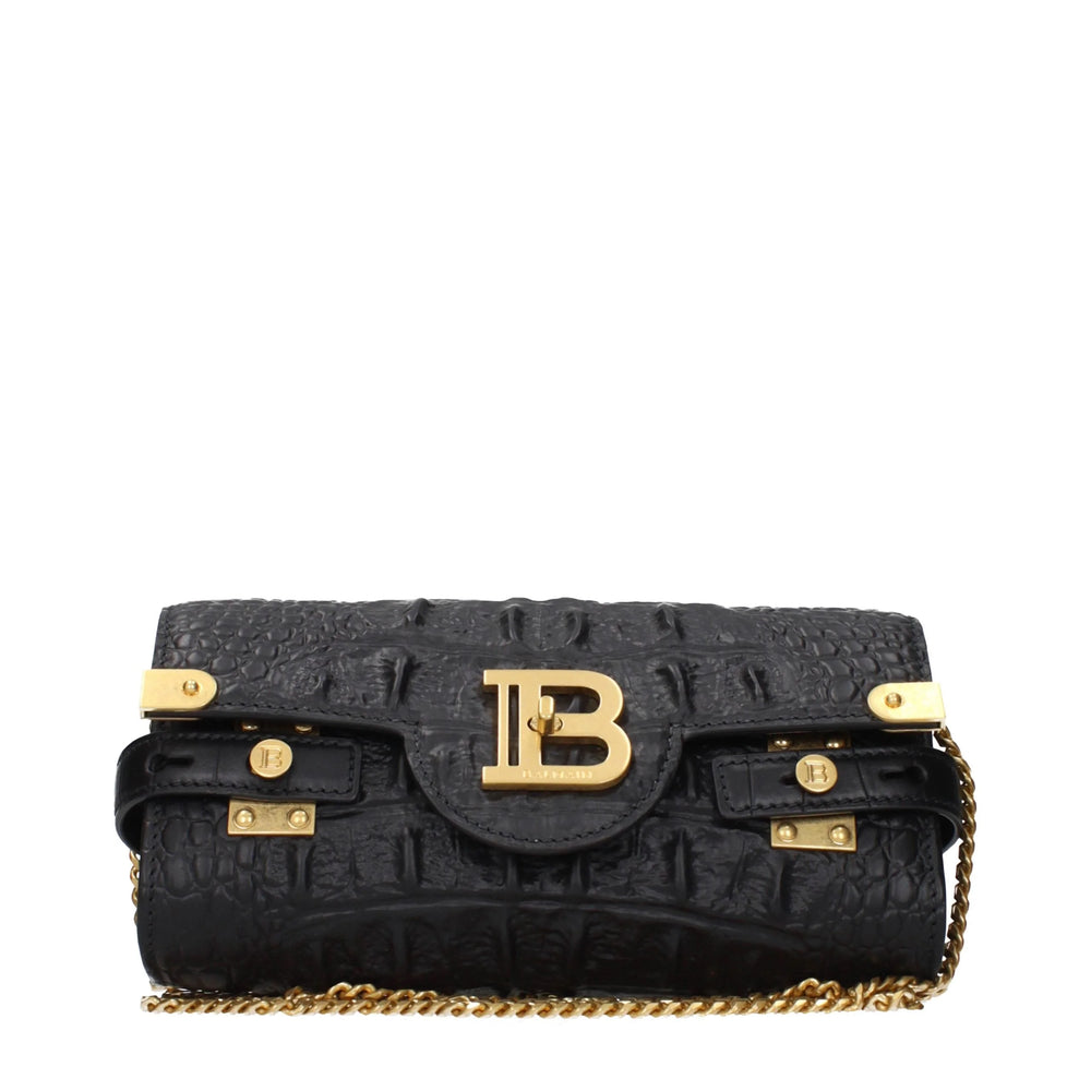 Balmain Black Leather Clutch Bag
