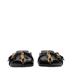 Sandálias plataforma de couro preto Balmain