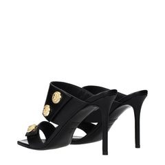 Balmain Black Leather Stiletto Heel Sandals
