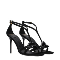 Balmain Black Leather Stiletto Heel Sandals