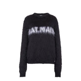 Pull à capuche en mohair noir Balmain - 38