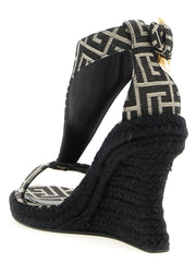 Balmain Black Polyester Wedge Sandals
