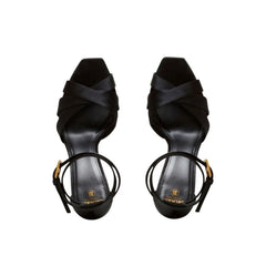 Balmain Black Silk Platform Sandals