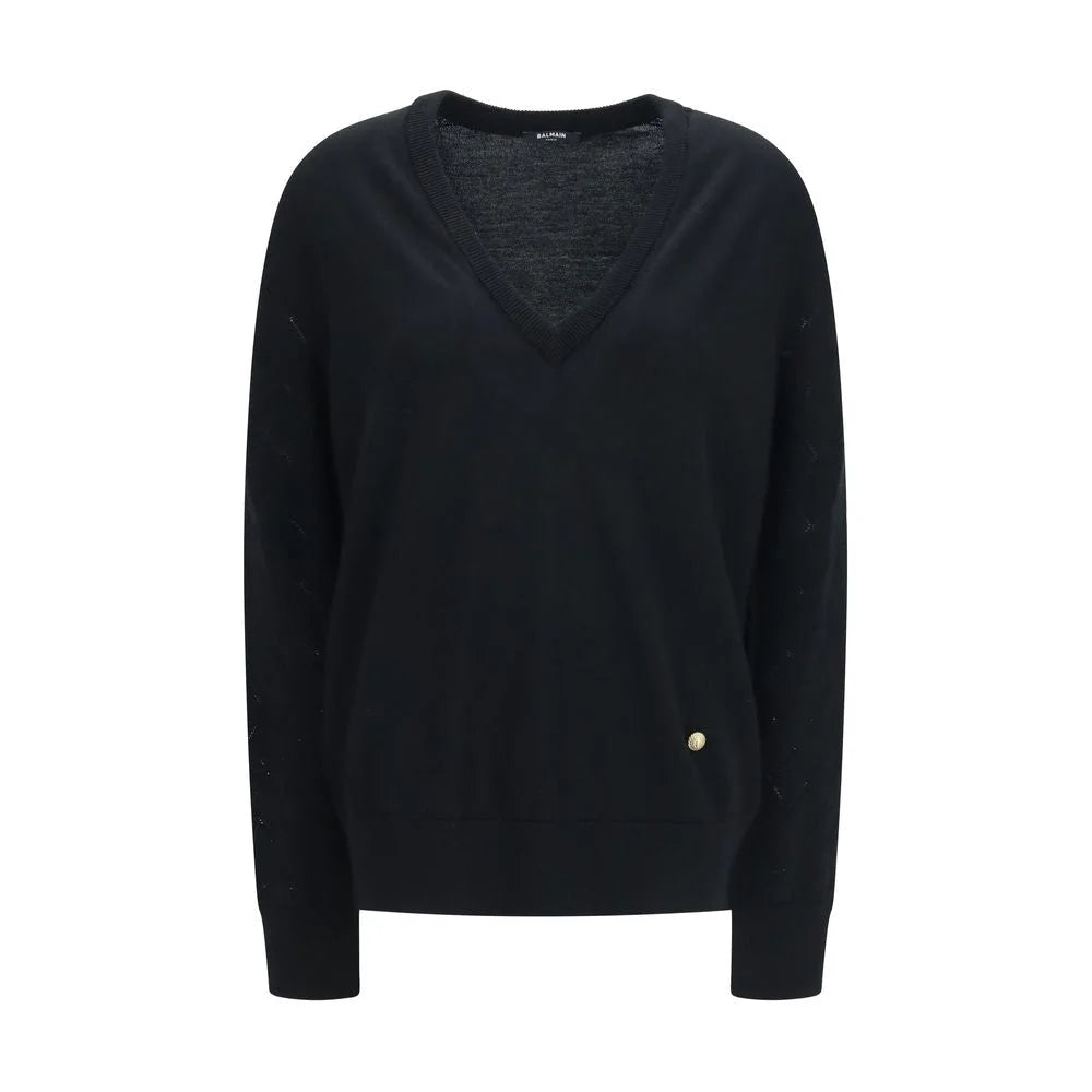 Balmain Black Wool Oves Aries Sweatshirt - IT36 | XS