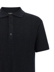 Balmain Blue Wool Polo Shirt