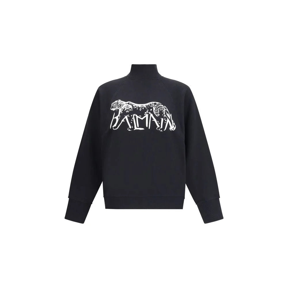 Balmain Leopard Print High-neck Sweatshirt - Sweatshirts