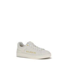 Balmain White Calf Leather Bos Taurus Low Top Sneakers - Sneakers