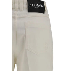Balmain White Cotton Straight-Leg Jeans