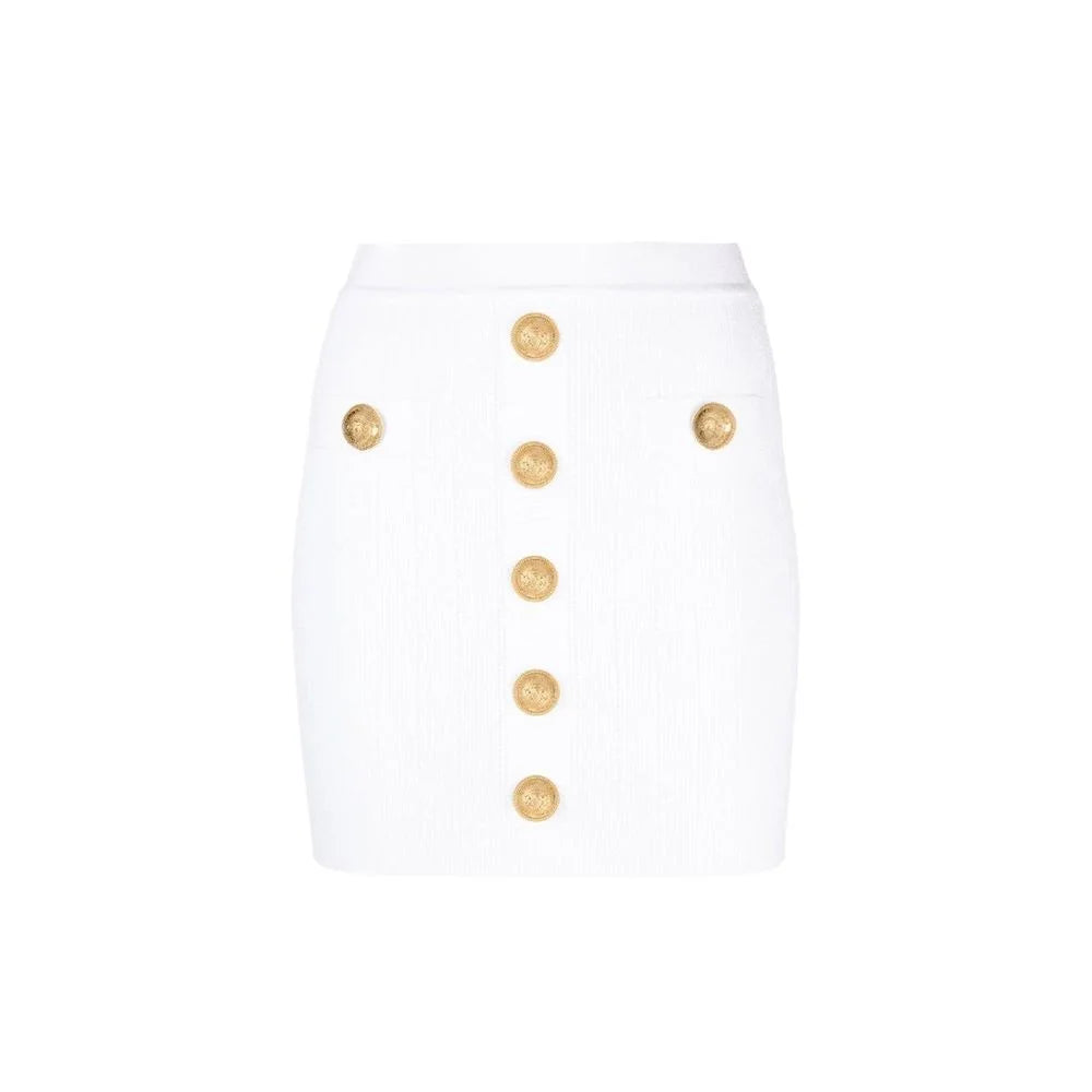 Balmain White Polyester Mini Skirt - 38