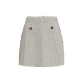 Balmain White Viscose Mini Skirt
