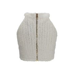 Balmain White Viscose Sleeveles T-Shirt