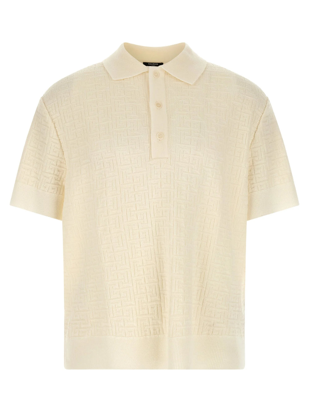 Balmain White Wool Polo Shirt